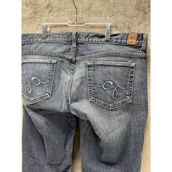 Vtg Y2K GUESS Women’s 30 Foxy Flare Low Rise Dark Distressed Blue Jeans Fairy - Picture 4 of 8